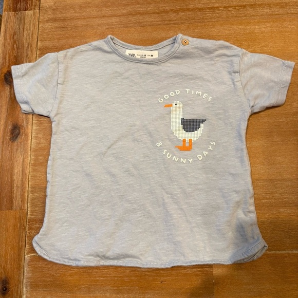 ZARA Toddler Boy Seagull Good Times & Sunny Days Tshirt size 12-18M - Picture 1 of 6